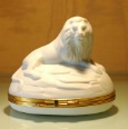 Porcelain lion box, France, $125.00